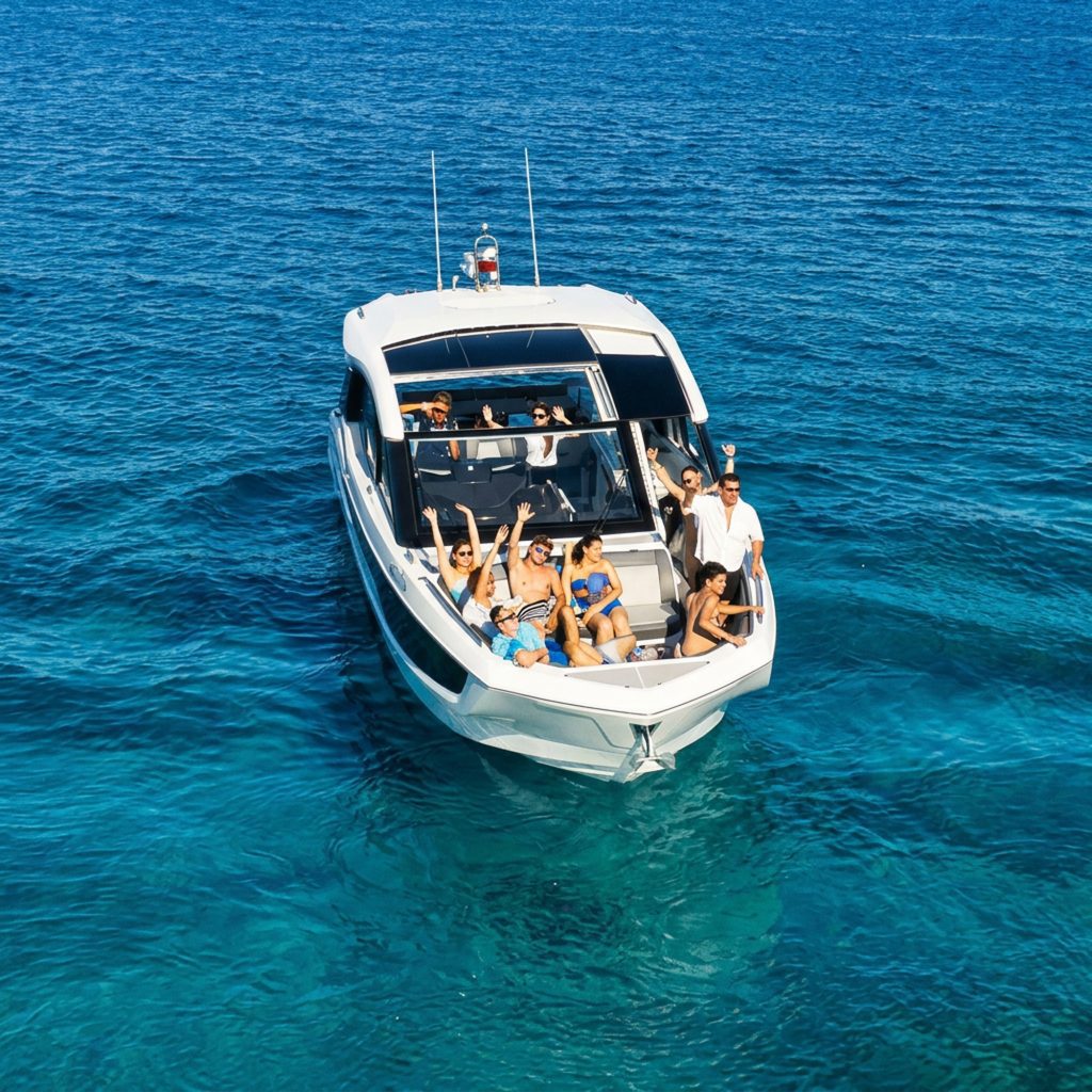 Cavo Blu Yacht Charter on Mediterranean Sea with Angelica, the Galeon 375 GTO, luxury yacht charter for rent in Ayia Napa, Cyprus